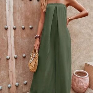 Elegant Strapless Olive Jumpsuit
